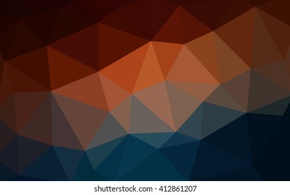 Dark blue, red polygonal illustration, which consist of triangles. Triangular design for your business. Geometric background in Origami style with gradient.