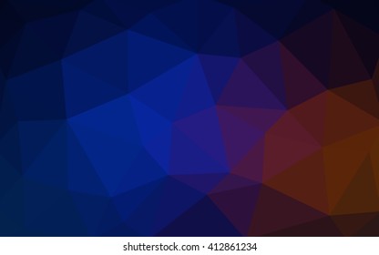 Dark blue, red polygonal illustration, which consist of triangles. Triangular design for your business. Geometric background in Origami style with gradient.