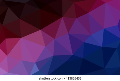 Dark blue, red polygonal illustration, which consist of triangles. Triangular design for your business. Geometric background in Origami style with gradient.