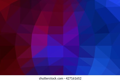 Dark blue, red polygonal illustration, which consist of triangles. Triangular design for your business. Geometric background in Origami style with gradient.