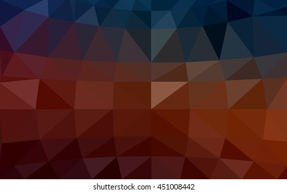 Dark blue, red polygonal illustration, which consist of triangles. Triangular design for your business. Geometric background in Origami style with gradient.