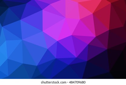 Dark blue, red polygonal illustration, which consist of triangles. Triangular design for your business. Geometric background in Origami style with gradient.