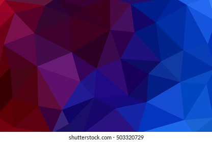 Dark blue, red polygonal illustration, which consist of triangles. Triangular design for your business. Geometric background in Origami style with gradient.
