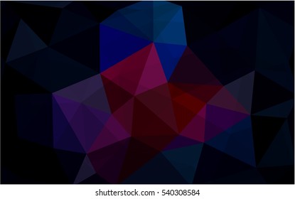 Dark Blue Red polygonal illustration, which consist of triangles. Triangular design for your business. Creative geometric background in Origami style with gradient