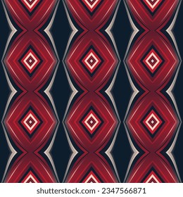 Dark blue and red seamless pattern with abstract futuristic geometric pattern. Vector illustration