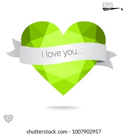 Dark Blue, Red vector abstract glitter heart shape on white background in love concept for valentine's day with sweet and romantic moment. Polygonal design for your business.