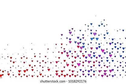 Dark Blue, Red vector abstract lovely pattern with Hearts on white background. Happy Valentine's Day Greeting Card with small hearts. Stock template for your romantic ad, leaflet, banner.