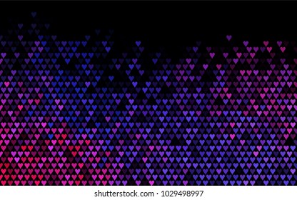 Dark Blue, Red vector abstract lovely pattern with Hearts on white background. Happy Valentine's Day Greeting Card with small hearts. Stock template for your romantic ad, leaflet, banner.