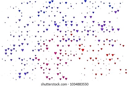 Dark Blue, Red vector abstract lovely pattern with Hearts on white background. Happy Valentine's Day Greeting Card with small hearts. Stock template for your romantic ad, leaflet, banner.
