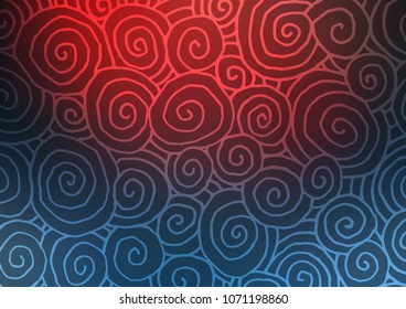 Dark Blue, Red vector abstract doodle pattern. Colorful illustration in abstract style with doodles and Zen tangles. The template can be used as a background for cell phones.