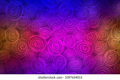 Dark Blue, Red vector abstract doodle wallpaper. Blurred decorative design in Indian style with roses. The pattern can be used for wallpapers and coloring books.