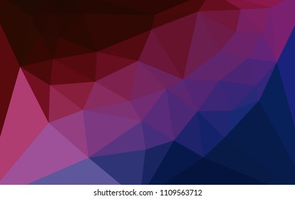 Dark Blue, Red vector abstract polygonal background with a heart in a centre. A sample with polygonal shapes. Triangular pattern for your design.
