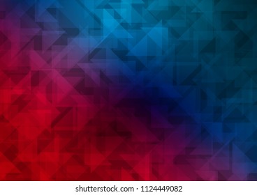 Dark Blue, Red vector abstract polygonal cover. Brand new colored illustration in blurry style with gradient. Triangular pattern for your business design.