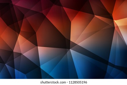 Dark Blue, Red vector abstract polygonal pattern. Shining colorful illustration with triangles. Triangular pattern for your design.