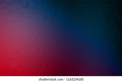 Dark Blue, Red vector abstract mosaic pattern. Geometric illustration in Origami style with gradient.  Brand new style for your business design.