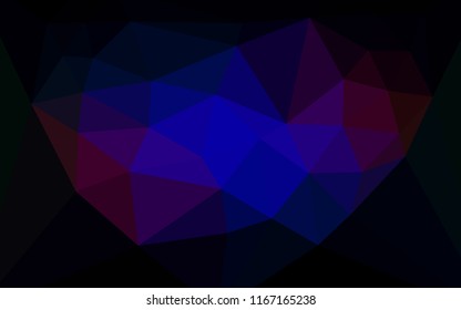 Dark Blue, Red vector abstract mosaic background with a heart in a centre. Shining colorful illustration with triangles. Textured pattern for your backgrounds.