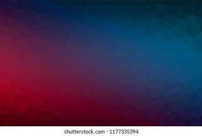 Dark Blue, Red vector abstract polygonal cover. Triangular geometric sample with gradient.  Triangular pattern for your business design.