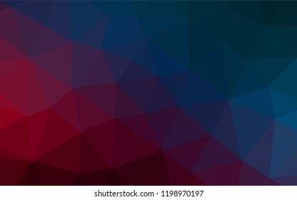 Dark Blue, Red vector abstract polygonal layout. Shining illustration, which consist of triangles. The textured pattern can be used for background.