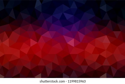 Dark Blue, Red vector abstract mosaic backdrop. Geometric illustration in Origami style with gradient.  Triangular pattern for your design.