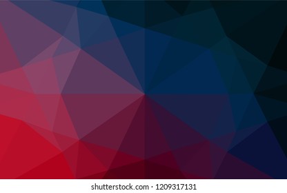 Dark Blue, Red vector abstract mosaic pattern. Geometric illustration in Origami style with gradient.  A completely new design for your business.