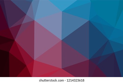 Dark Blue, Red vector abstract mosaic backdrop. Triangular geometric sample with gradient.  Triangular pattern for your business design.