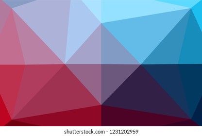 Dark Blue, Red vector abstract polygonal layout. Geometric illustration in Origami style with gradient.  The textured pattern can be used for background.