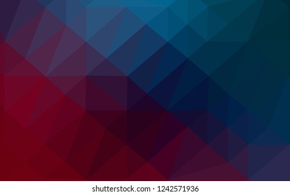 Dark Blue, Red vector abstract polygonal cover. Triangular geometric sample with gradient.  New texture for your design.