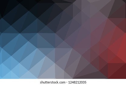 Dark Blue, Red vector abstract polygonal cover. Shining illustration, which consist of triangles. Triangular pattern for your business design.