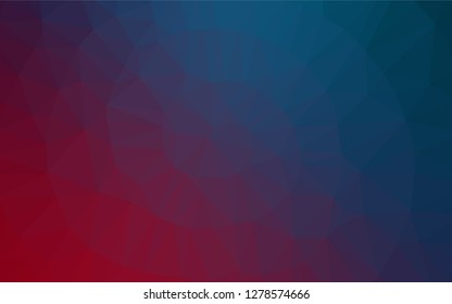 Dark Blue, Red vector abstract mosaic background. Triangular geometric sample with gradient.  The best triangular design for your business.