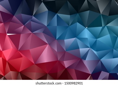 Dark Blue, Red vector abstract polygonal texture. Shining illustration, which consist of triangles. Elegant pattern for a brand book.