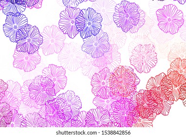 Dark Blue, Red vector abstract design with leaves. Illustration with colorful abstract doodle flowers. Template for backgrounds of cell phones.