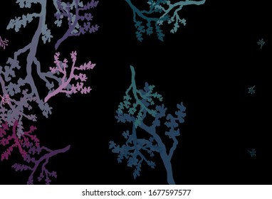Dark Blue, Red vector abstract pattern with sakura. Leaves, branches in natural style on white background. Template for backgrounds of cell phones.