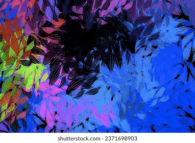 Dark Blue, Red vector abstract design with leaves. Colorful illustration in doodle style with leaves. Colorful pattern for kid's books.