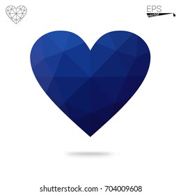 Dark Blue, Red vector abstract glitter heart shape on white background in love concept for valentine's day with sweet and romantic moment. Polygonal design for your business.
