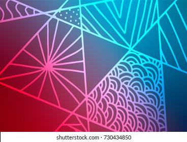 Dark Blue, Red vector abstract doodle background. Modern geometrical abstract illustration with doodles. A new texture for your design.