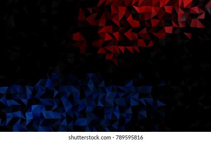 Dark Blue, Red vector abstract polygonal template. Creative illustration in halftone style with gradient. A new texture for your design.