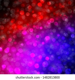 Dark Blue, Red vector backdrop with circles. Illustration with set of shining colorful abstract spheres. Design for posters, banners.