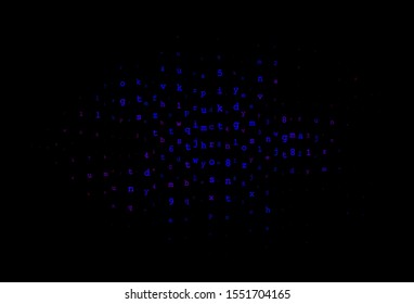 Dark Blue, Red vector backdrop with english symbols. Modern geometrical illustration with ABC english symbols. Pattern for booklets, leaflets of education.