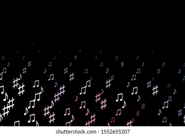 Dark Blue, Red vector backdrop with music notes. Modern abstract illustration with melody keys. Pattern for websites of musitians.