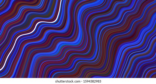 Dark Blue, Red vector backdrop with curved lines. A shining illustration, which consists of curved lines. Elegant pattern for a brand book.