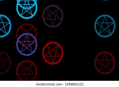 Dark Blue, Red vector backdrop with mystery symbols. Abstract illustration with gothic gradient shapes. Simple design for occult depiction.