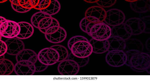 Dark Blue, Red vector backdrop with mystery symbols. Abstract illustration with gothic gradient shapes. Simple base for your occult design.