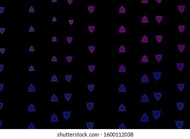 Dark Blue, Red vector backdrop with mystery symbols. Retro design in abstract style with witchcraft forms. Best design halloween events.