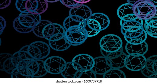 Dark Blue, Red vector backdrop with mystery symbols. Retro design in abstract style with witchcraft forms. Design for magic, spiritual events.