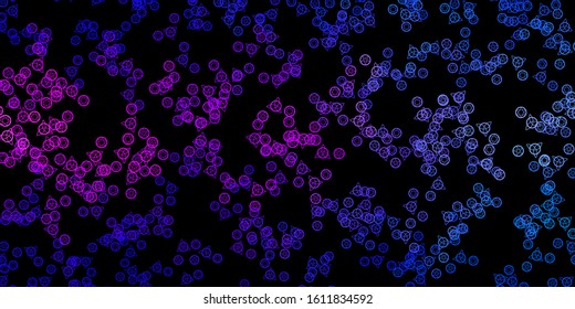 Dark Blue, Red vector backdrop with mystery symbols. Colorful mystic symbols with a gradient in ancient style. Background for esoteric, mystic designs.