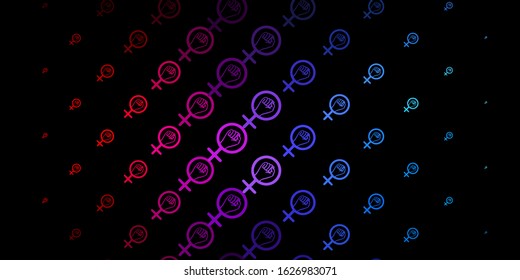 Dark Blue, Red vector backdrop with woman's power symbols. Abstract illustration with a depiction of women's power. Design for International Women’s Day.