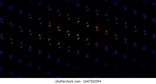 Dark Blue, Red vector backdrop with woman's power symbols. Illustration with signs of women's strength and power. Best design to show the power of women.