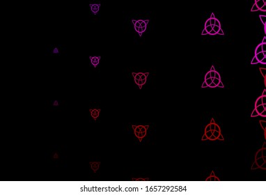 Dark Blue, Red vector backdrop with mystery symbols. Colorful mystic symbols with a gradient in ancient style. Simple base for your occult design.