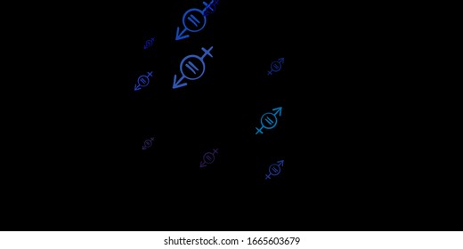 Dark Blue, Red vector backdrop with woman's power symbols. Colorful illustration with gradient feminism shapes. Elegant design for wallpapers.