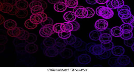 Azul oscuro, fondo vectorial rojo con símbolos misteriosos. Diseño retro en estilo abstracto con formas de brujería. Base simple para su diseño oculto.